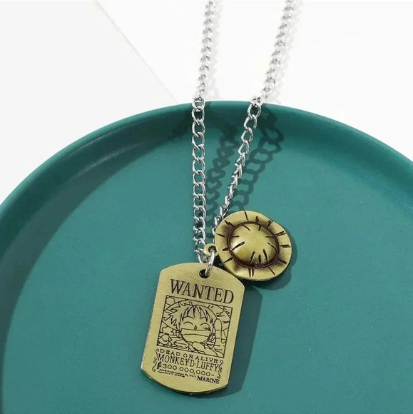 Otaku golden hat necklace charm one piece anime Luffy manga chain jewelry fashio - Picture 2 of 3